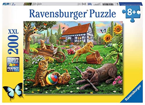 Ravensburger Kinderpuzzle - 12828 Entdecker auf Vier Pfoten - Katzen und Hunde-Puzzle für Kinder ab 8 Jahren, mit 200 Teilen im XXL-Format von Ravensburger