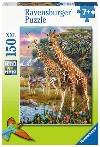 Ravensburger 12943 Kleurrijke savanne Kinderpuzzle-12943 Bunte Tier-Puzzle für Kinder ab 7 Jahren, mit 150 Teilen im XXL-Format, Silver von Ravensburger