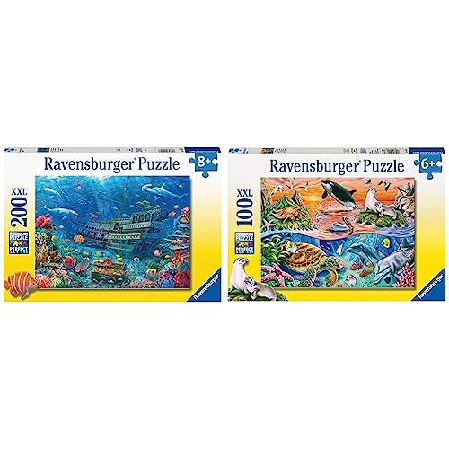 Ravensburger Kinderpuzzle - 12944 Versunkenes Schiff - Unterwasserwelt-Puzzle für Kinder ab 8 Jahren & Kinderpuzzle - 10681 Bunter Ozean - Unterwasserwelt-Puzzle für Kinder ab 6 Jahren von Ravensburger