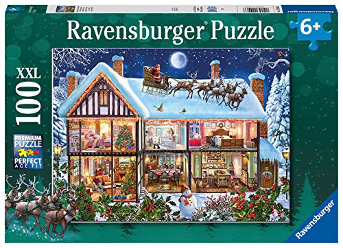 Ravensburger Kinderpuzzle - 12996 Weihnachten zu Hause - Weihnachtspuzzle für Kinder ab 6 Jahren, mit 100 Teilen im XXL-Format von Ravensburger