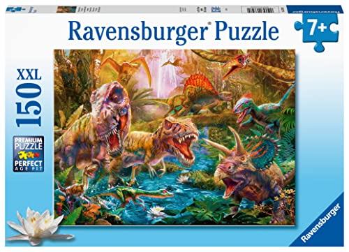 Ravensburger 13348 Puzzle 150 pièces XXL - Le rassemblement des dinosaures Dinosaurier Kinderpuzzle-13348 Versammlung der Dinosaurier-150 Teile Kinder ab 7 Jahren, White, 49 x 36 x 0,2 cm von Ravensburger