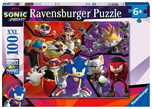 Ravensburger Kinderpuzzle 13383 - Nichts kann Sonic aufhalten - 100 Teile XXL Sonic Prime Puzzle für Kinder ab 6 Jahren, White von Ravensburger