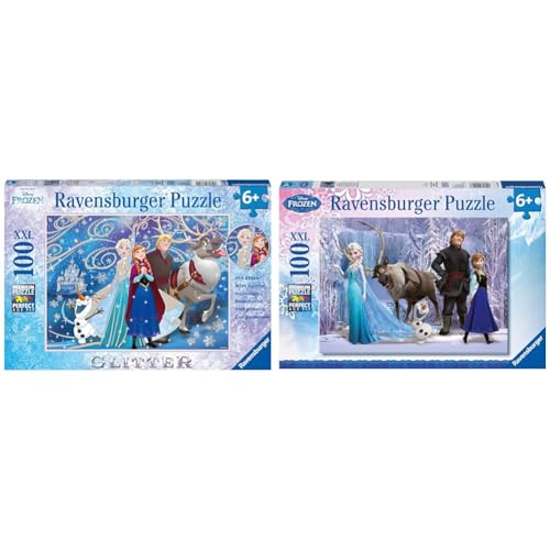 Ravensburger Kinderpuzzle - 13610 Frozen - Glitzernder Schnee & Kinderpuzzle - 10516 Im Reich der Schneekönigin - Disney Frozen-Puzzle für Kinder ab 6 Jahren, mit 100 Teilen im XXL-Format von Ravensburger