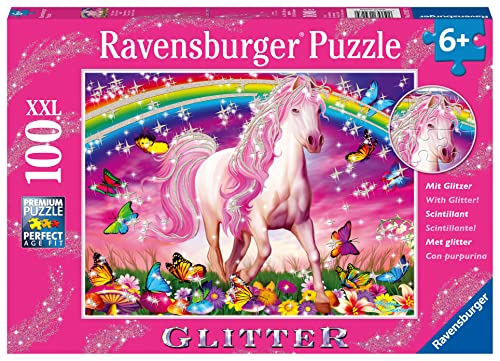 Ravensburger 13927 Pferdetraum 100 Teile XXL Kinderpuzzle - Puzzle für Kinder ab 6 Jahren - mit Glitzer Heart,Horse Kinderpuzzle-13927 Format, Pferde Geschenk für Mädchen und Jungen, Yellow von Ravensburger