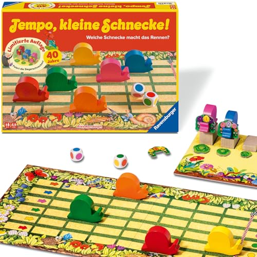 Ravensburger Kinderspiel 23034 - Tempo kleine Schnecke 40 Jahre Jubiläum, beliebtes Schneckenrennen mit zusätzlicher Siegerehrung, Brettspiel für Mädchen und Jungen, 2-6 Spieler, ab 3 Jahren von Ravensburger