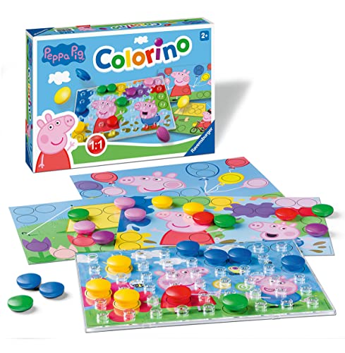 Ravensburger Kinderspiele - 20892 - Peppa Pig Colorino, Kinderspiel zum Farbenlernen, Mosaik Steckspiel, ab 2 Jahre, Schwarz-weiß-vorlagen von Ravensburger