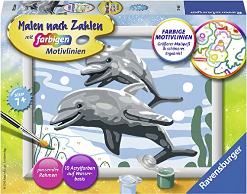 Ravensburger CreArt 28468 - Freundliche Delfine - Malen nach Zahlen Delfine für Kinder ab 7 Jahre von Ravensburger