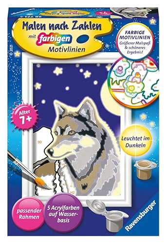 Ravensburger CreArt 28773 - Wolfsportrait - Malen nach Zahlen Wolf für Kinder ab 7 Jahre von Ravensburger