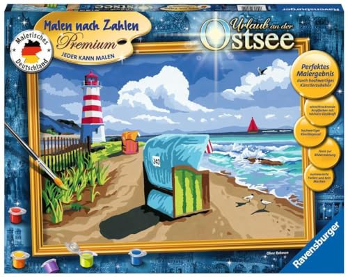 Ravensburger Malen nach Zahlen 28904 - Urlaub an der Ostsee - Für Erwachsene und Kinder ab 14 Jahren, Mittel von Ravensburger