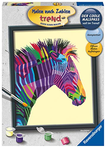 Ravensburger Tiere Malen nach Zahlen 28988 – Buntes Zebra – ab 12 Jahren, Mittel von Ravensburger