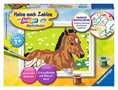 Ravensburger CreArt 29687 - Kleines Fohlen - Malen nach Zahlen Pferd für Kinder ab 7 Jahre von Ravensburger