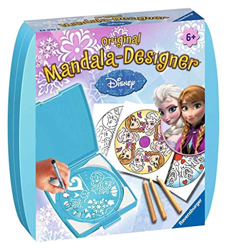 Ravensburger Mandala Designer Mini Frozen 29835, Zeichnen lernen mit Anna und Elsa für Kinder ab 6 Jahren, Kreatives Zeichen-Set mit Mandala-Schablone für farbenfrohe Mandalas von Ravensburger