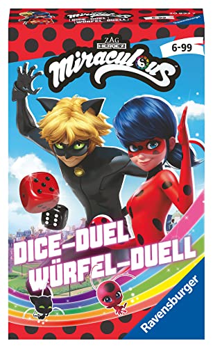 Ravensburger Mitbringspiel - 20893 - Miraculous Würfel-Duell, Spannendes Würfelspiel mit Lady Bug und Cat Noir ab 6 Jahren von Ravensburger