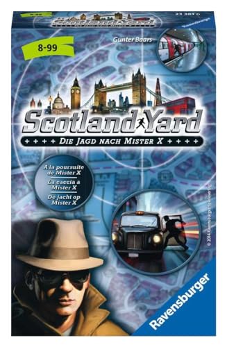 Ravensburger 23381 - Scotland Yard, Mitbringspiel für 2-4 Spieler, Kinderspiel ab 8 Jahren, kompaktes Format, Reisespiel, Brettspiel von Ravensburger