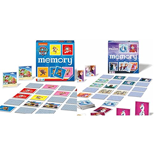 Ravensburger Paw Patrol memory - 20887 - Spieleklassiker für alle Fans der TV-Serie Paw Patrol, ab 3 Jahren & Spiele - 20890 -Disney Frozen memory, der Spieleklassiker für alle Frozen Fans,ab 3 Jahren von Ravensburger