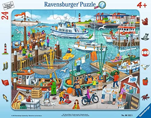 Ravensburger Kinderpuzzle - 06152 EIN Tag am Hafen - Rahmenpuzzle für Kinder ab 4 Jahren, mit 24 Teilen von Ravensburger