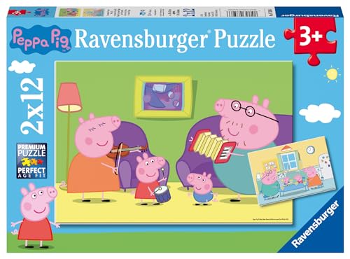 Ravensburger Kinderpuzzle 07596 - Zuhause bei Peppa - 2x12 Teile Peppa Pig Puzzle für Kinder ab 3 Jahren von Ravensburger