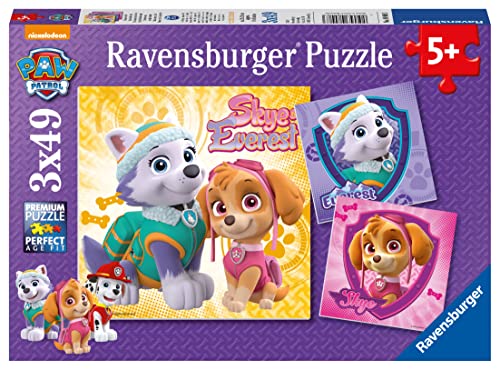 Ravensburger Kinderpuzzle - 08008 Bezaubernde Hundemädchen - Puzzle für Kinder ab 5 Jahren, Paw Patrol Puzzle mit 3x49 Teilen von Ravensburger