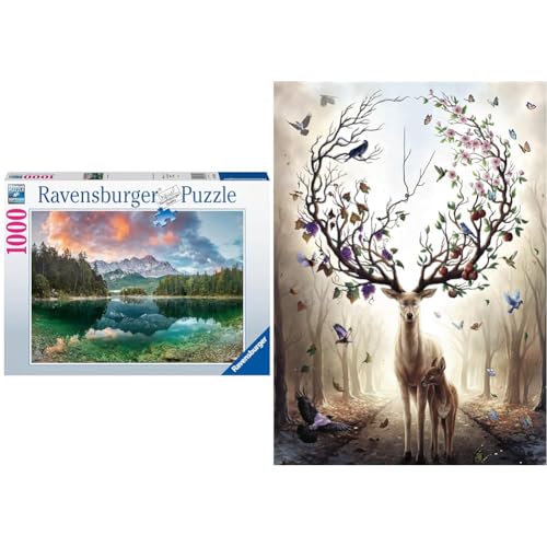 Ravensburger Puzzle 1000 Teile - Zugspitze am Eibsee - Puzzle für Erwachsene und Kinder ab 14 Jahren & Puzzle 15018 - Magischer Hirsch - 1000 Teile Puzzle für Erwachsene und Kinder ab 14 Jahren von Ravensburger