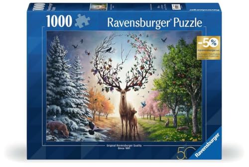 Ravensburger Puzzle 12001088 - Der magische Hirsch und die vier Jahreszeiten - 1000 Teile Puzzle für Erwachsene und Kinder ab 14 Jahren, Tier-Puzzle Hirsch von Ravensburger