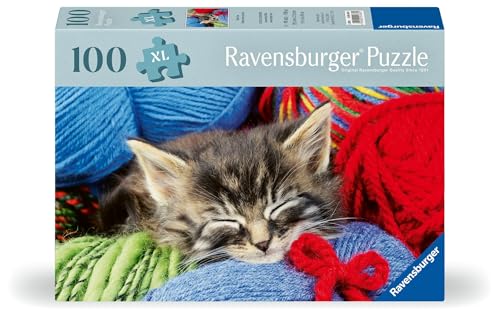 Ravensburger Puzzle 12001363 - Wollkätzchen - 100 Teile Puzzle für Senioren - mit großen Puzzleteilen aus griffigem Material, großer Bildvorlage und Unterlage zum Puzzeln von Ravensburger