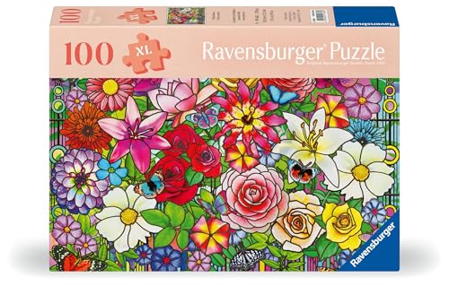 Ravensburger Puzzle 12001364 - Blumenfenster - 100 Teile Puzzle für Senioren - mit großen Puzzleteilen aus griffigem Material, großer Bildvorlage und Unterlage zum Puzzeln von Ravensburger