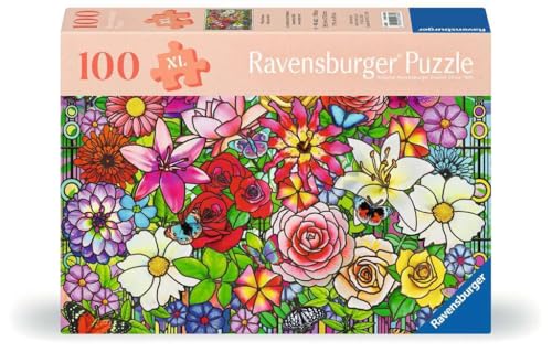 Ravensburger Puzzle 12001364 - Blumenfenster - 100 Teile Puzzle für Senioren - mit großen Puzzleteilen aus griffigem Material, großer Bildvorlage und Unterlage zum Puzzeln von Ravensburger