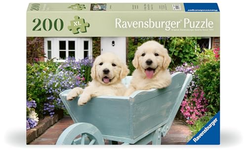 Ravensburger Puzzle 12001368 - Golden Retriever - 200 Teile Hunde-Puzzle für ältere Menschen und Senioren, mit größeren, griffigen Puzzleteilen, großer Bildvorlage und Stabiler Unterlage zum Puzzeln von Ravensburger