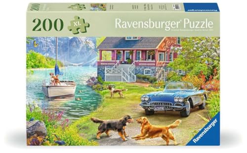 Ravensburger Puzzle 12001370 - Sommerhaus am See - 200 Teile Puzzle für ältere Menschen und Senioren, mit größeren, griffigen Puzzleteilen, großer Bildvorlage und mit Stabiler Unterlage zum Puzzeln von Ravensburger