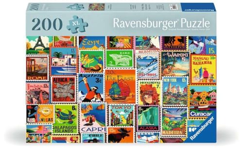 Ravensburger Puzzle 12001371 - Briefmarken - 200 Teile Puzzle für Senioren - mit großen Puzzleteilen aus griffigem Material, großer Bildvorlage und Unterlage zum Puzzeln von Ravensburger