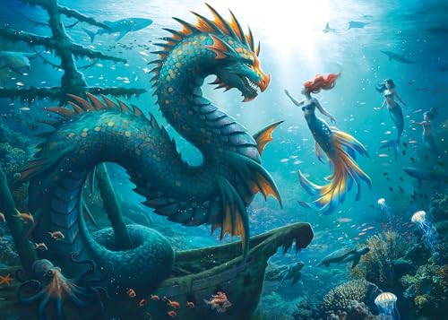 Ravensburger Puzzle 12001434 - Enchanted Depths: Dragon, Mermaid and Turtles - 1000 Teile Puzzle für Erwachsene und Kinder ab 14 Jahren von Ravensburger