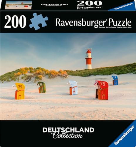 Ravensburger Puzzle 12001477 - Leuchtturm hinter der Düne auf Borkum - 300 Teile Puzzle Deutschland Collection für Erwachsene ab 14 Jahren von Ravensburger