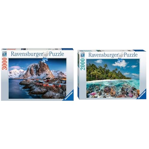 Ravensburger Puzzle 17081 - Hamnoy & Puzzle 17441 Ein Tauchgang auf den Malediven - 2000 Teile Puzzle für Erwachsene und Kinder ab 14 Jahren von Ravensburger