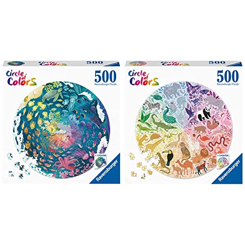 Ravensburger Puzzle 17170 Circle of Colors - Ocean & Submarine 500 Teile Puzzle & Puzzle 17172 Circle of Colors -Animals 500 Teile von Ravensburger