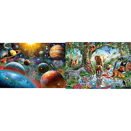 Ravensburger Puzzle 19858 - Planeten - 1000 Teile Puzzle für Erwachsene und Kinder ab 14 Jahren & Puzzle 19837 - Abenteuer im Dschungel - 1000 Teile Puzzle für Erwachsene und Kinder ab 14 Jahren von Ravensburger