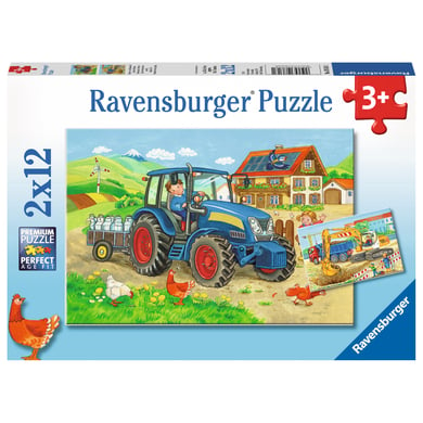 Ravensburger Puzzle 2x12 Teile - Baustelle und Bauernhof von Ravensburger