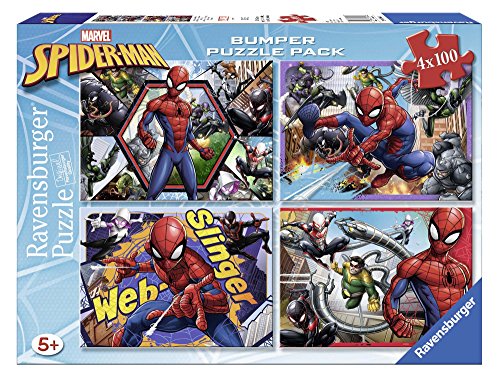 Ravensburger 6914 Spider Puzzle 4 x 100 Teile Bumper Pack, Spiderman, bunt von Ravensburger