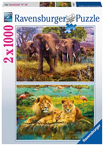 Ravensburger Puzzle 80526 - Afrikanische Tiere - 2X 1000 Teile Puzzle für Erwachsene und Kinder ab 14 Jahren von Ravensburger