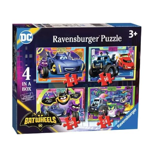 Ravensburger - Puzzle Batwheels, Superhelden, DC, Kinderpuzzle, 4 Puzzles in 12, 16, 20, 24 Teilen, Puzzle für Kinder + 3 Jahre, Größe Puzzle 70x50cm von Ravensburger