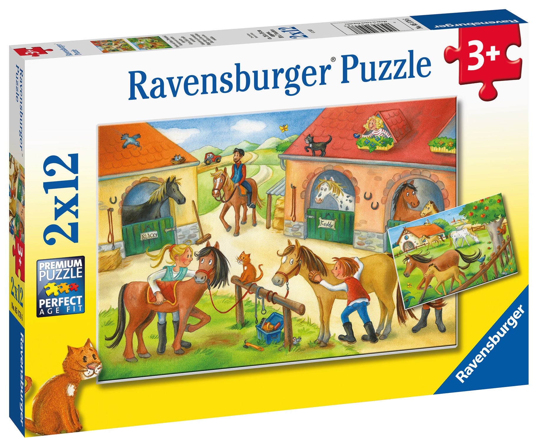 Ravensburger Puzzle Ferien auf dem Pferdehof, 2x12 Teile von Ravensburger