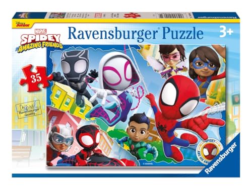 Ravensburger - Puzzle Spidey und seine erstaunlichen Freunde, Marvel, Kinderpuzzle, 35 Teile, Puzzle mit Freunden, Puzzle für Kinder +3 Jahre, Größe Puzzle 26,5x18cm von Ravensburger
