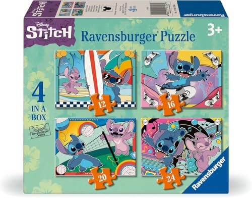 Ravensburger Puzzle: Disney Stich, Puzzles für Kinder ab 3 Jahren, 4 Puzzles mit 12, 16, 20 und 24 Teilen, Geschenke für Kinder 3 Jahre, 19 x 14 cm Ravensburger Puzzle: Disney Stich, Puzzles für Kinder ab 3 Jahren, 4 Puzzles mit 12, 16, 20 und 24 Teilen, Geschenke für Kinder 3 Jahre, 19 x 14 cm von Ravensburger