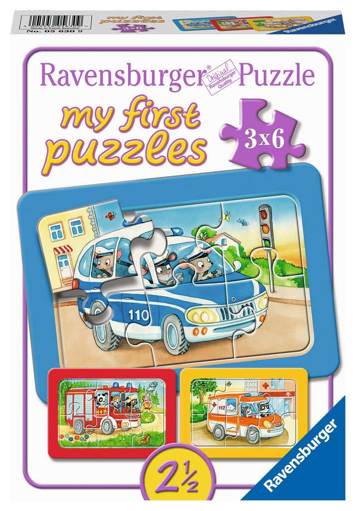 Ravensburger Rahmenpuzzle - 3 Puzzles - Tiere im Einsatz 6 Teile Puzzle Ravensburger-05630 von Ravensburger