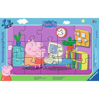 Ravensburger Rahmenpuzzle - Peppa Pig: Peppa am Computer 15 Teile von Ravensburger