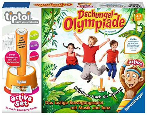 Ravensburger Spiel 00849 - active Set Dschungel-Olympiade - Bewegungsspiel ab 4 Jahre für 1 -6 Spieler von Ravensburger