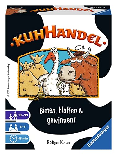 Ravensburger 20753 - Kuhhandel, Auktionsspiel für 3-5 Spieler, Kartenspiel mit Kühen ab 10 Jahren, Versteigerung von Ravensburger