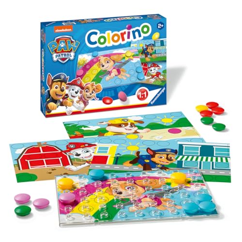 Ravensburger Kinderspiele - 20906 - Paw Patrol Colorino, Kinderspiel zum Farbenlernen, Mosaik Steckspiel, ab 2 Jahre, Schwarz-weiß-vorlagen von Ravensburger