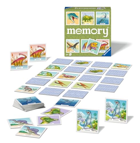 Ravensburger memory® Dinosaurier - 20924 - der Spieleklassiker für Dino-Fans, Merkspiel für 2-8 Spieler ab 3 Jahren, Dino Spiel, Dinosaurier Spielzeug, Klar von Ravensburger