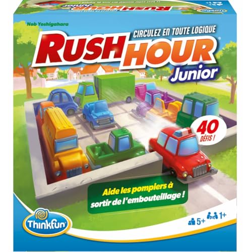 Ravensburger ThinkFun – Rush Hour Junior – Logikspiel – Puzzlespiel – Stau – 40 Herausforderungen 4 Stufen – 1 Spieler oder mehr ab 5 Jahren – Unisex – französische Version von Ravensburger