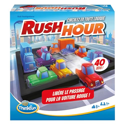 Ravensburger ThinkFun – Rush Hour – Logikspiel – Puzzlespiel – Stau – 40 Herausforderungen 4 Stufen – 1 Spieler oder mehr – ab 8 Jahren 76600 – Unisex – französische Version von Ravensburger